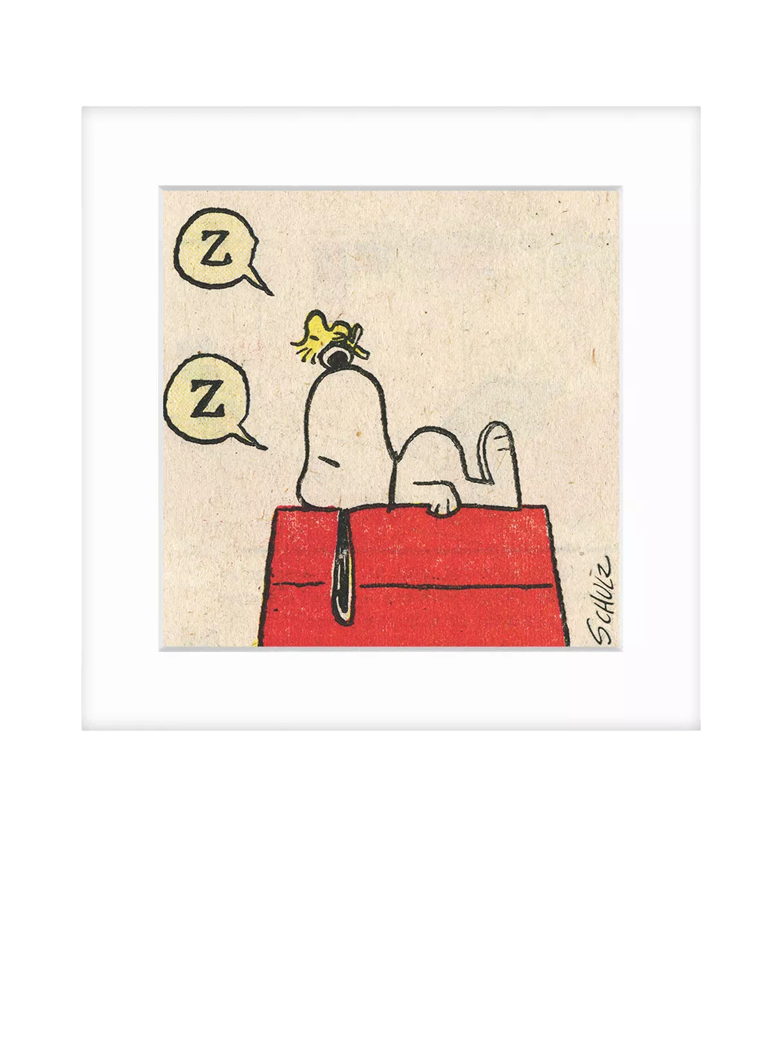 John Lewis framed print Snoopy Sleep Red 22x22cm, imported from the UK