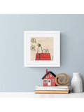 John Lewis framed print Snoopy Sleep Red 22x22cm, imported from the UK