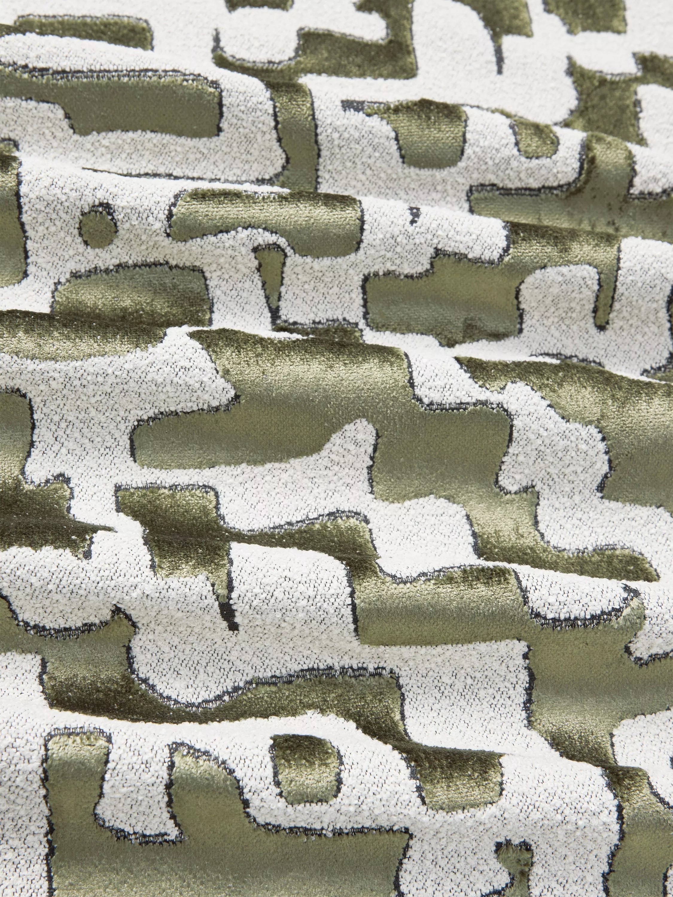 John Lewis Serena abstract velvet fabric in green (British brand)