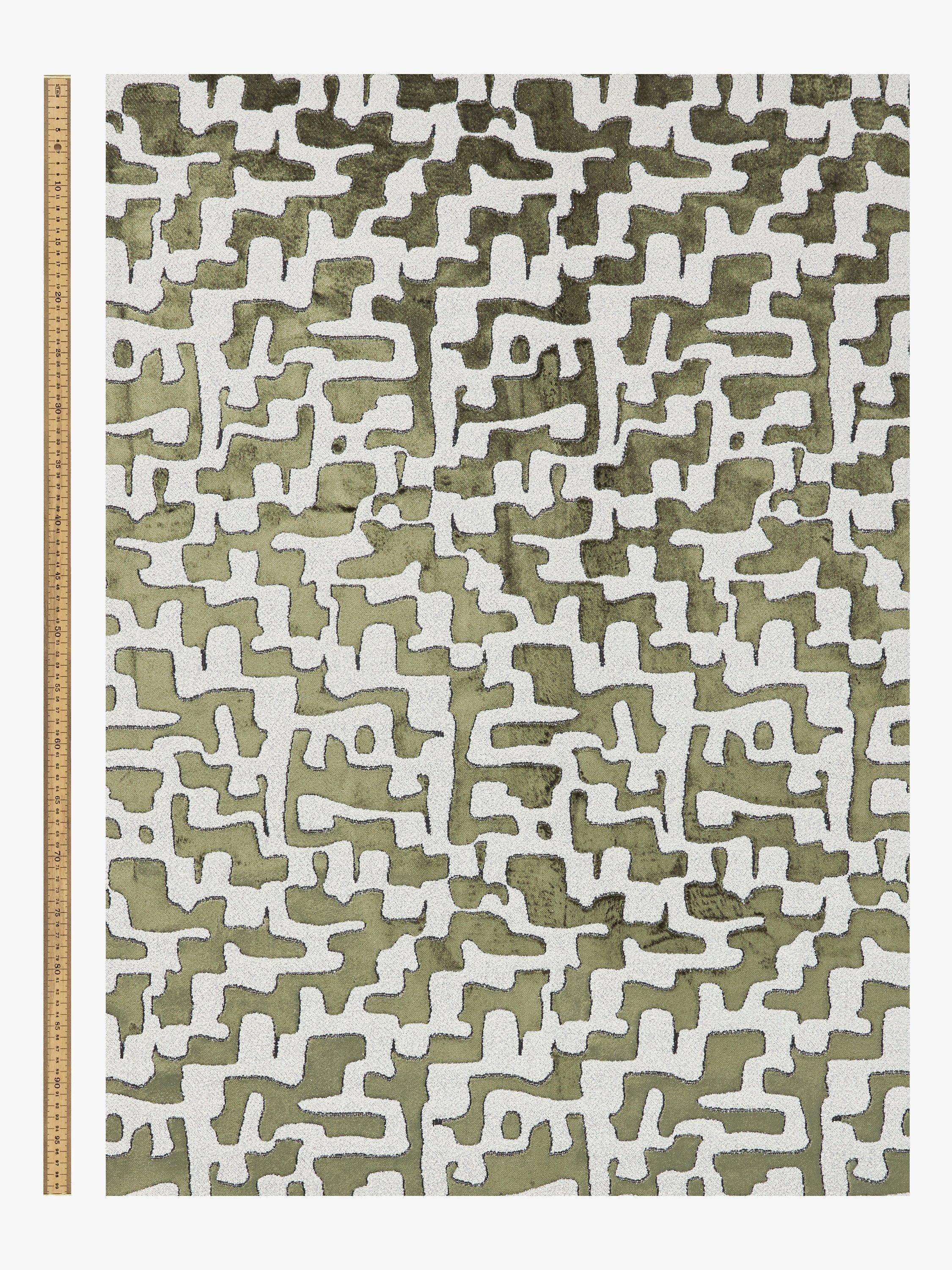 John Lewis Serena abstract velvet fabric in green (British brand)