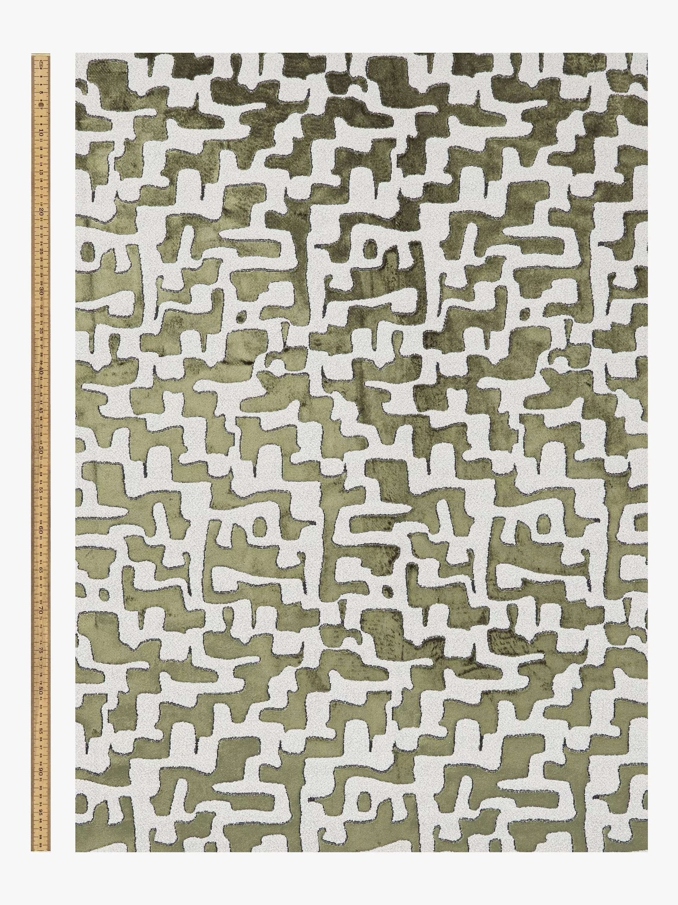 John Lewis Serena abstract velvet fabric in green (British brand)