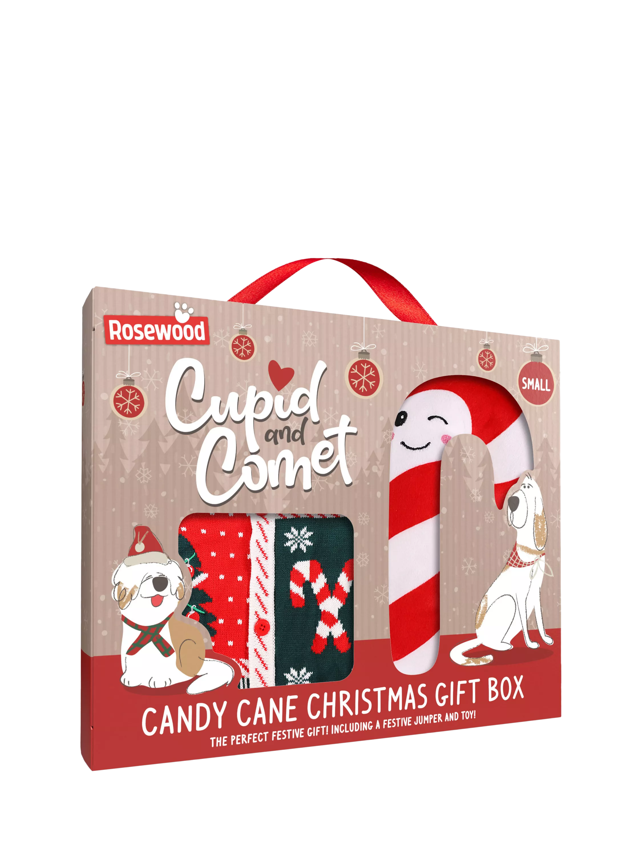 Rosewood Candy Cane dog Christmas gift box medium, UK version