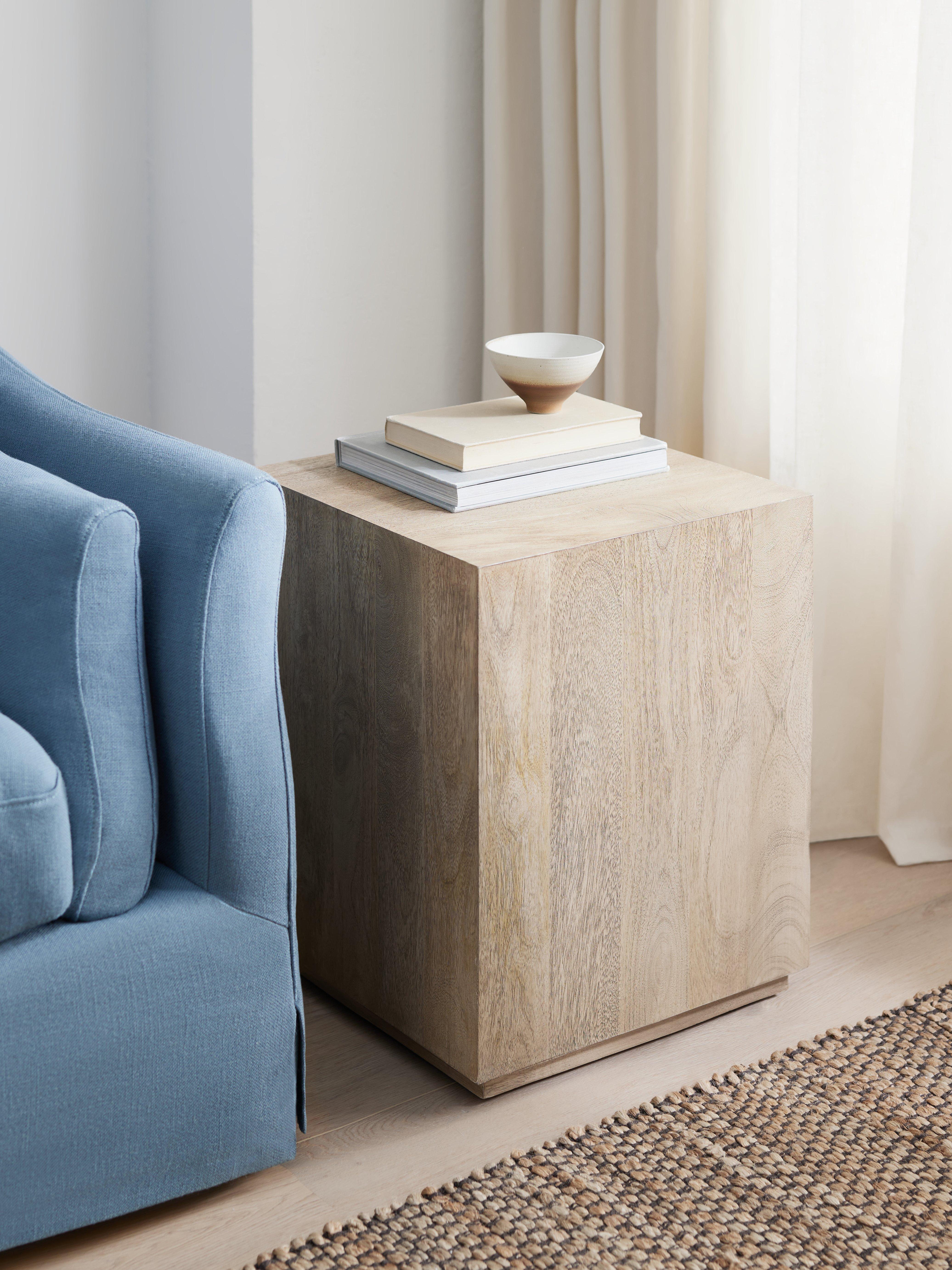 John Lewis side table natural mango wood, imported from the UK