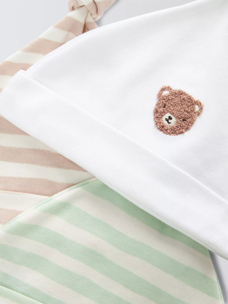 John Lewis Baby Teddy Hats pack of 3, UK version