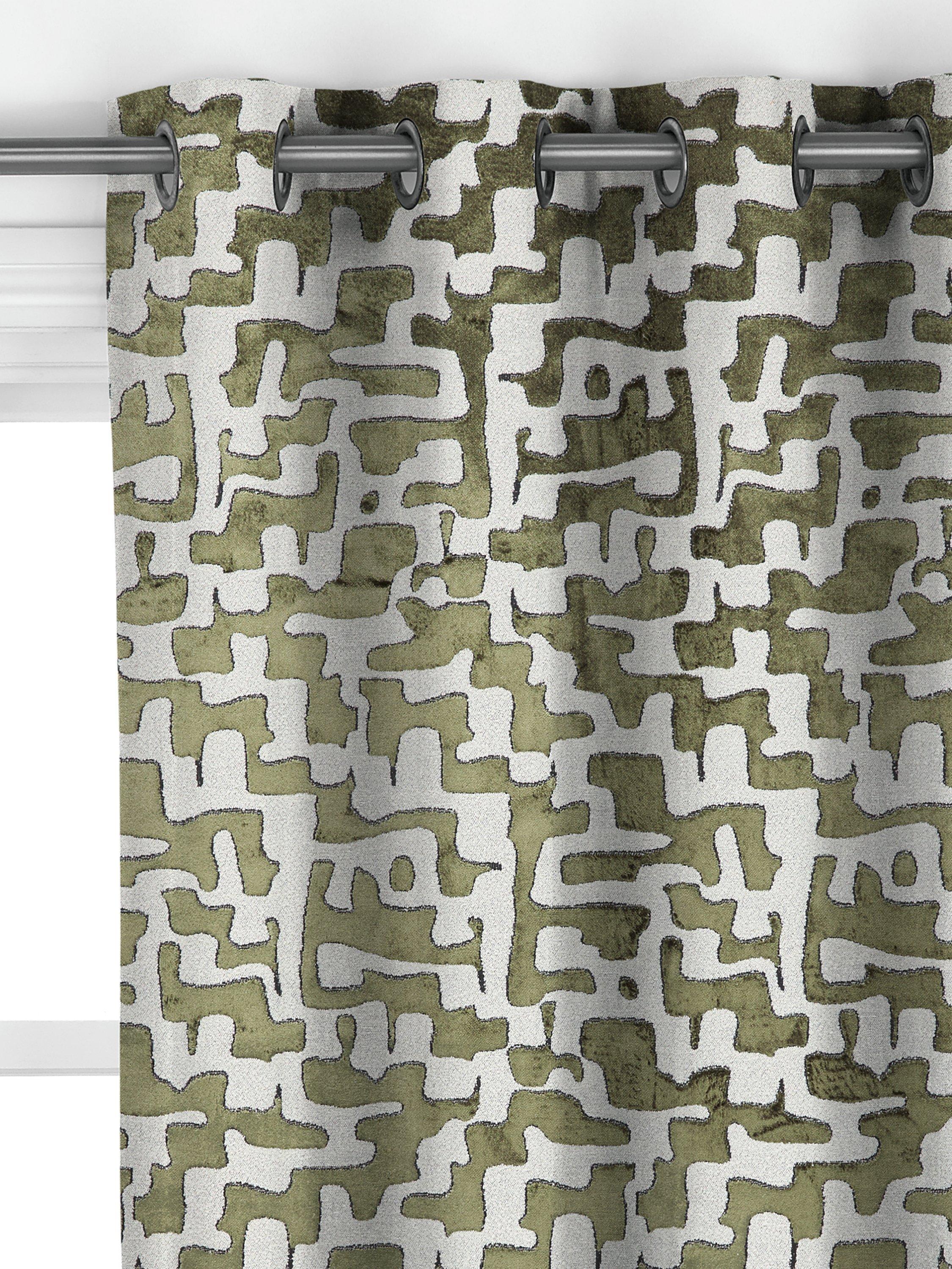 John Lewis abstract velvet curtains green made to measure (British brand)
