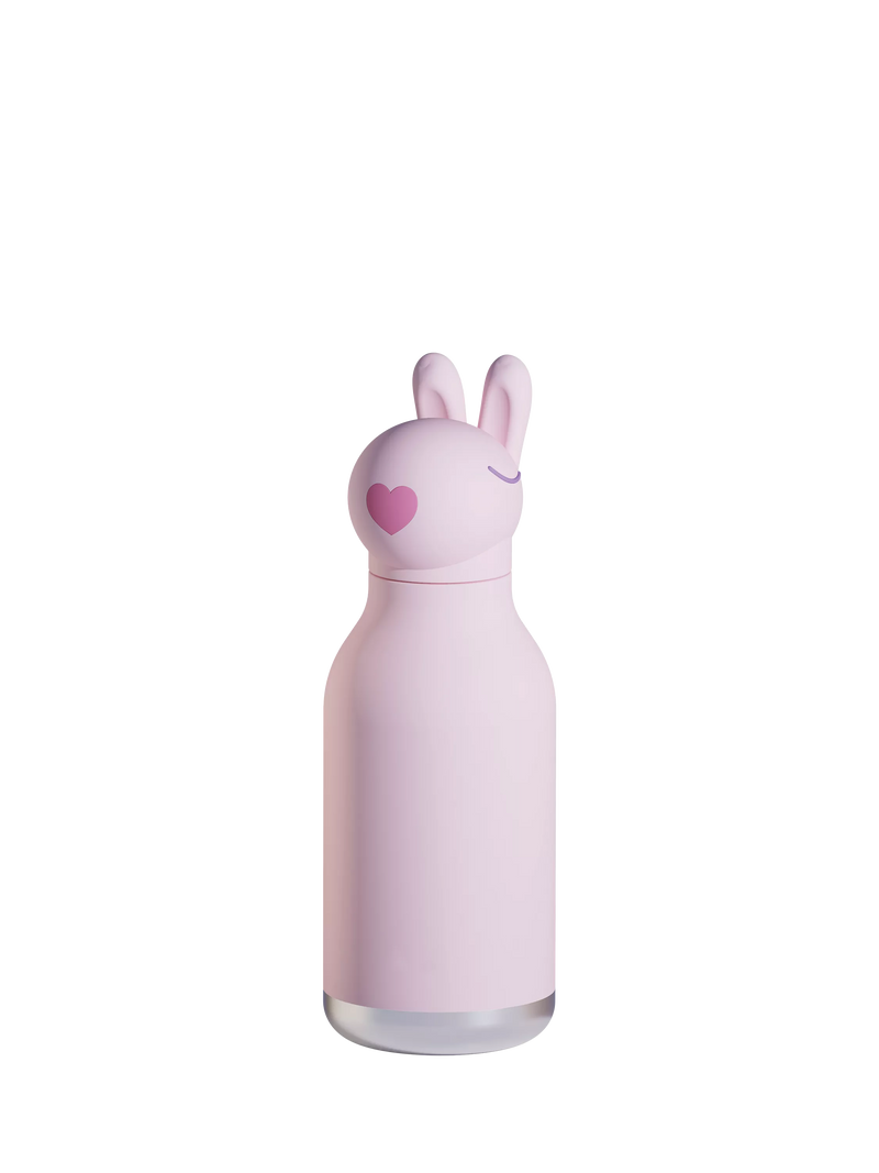 Asobu pink water bottle with bunny head 16oz, imported from the UK