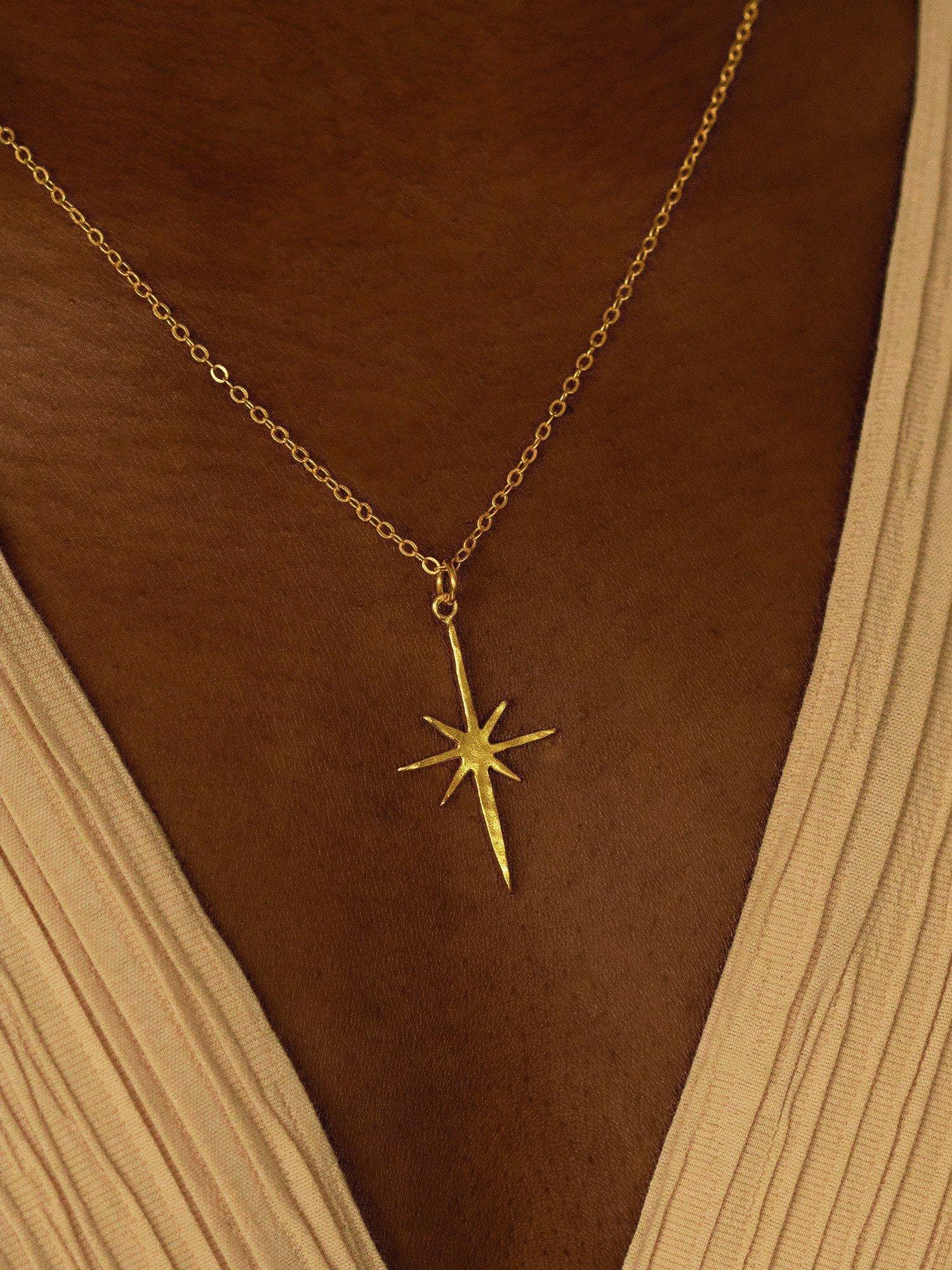 Ottoman Hands star pendant necklace gold plated, imported from the UK
