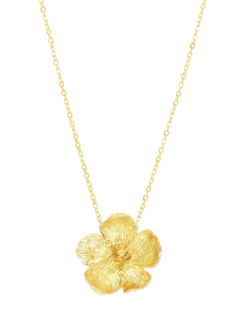 Ottoman Hands gold flower pendant necklace, imported from the UK