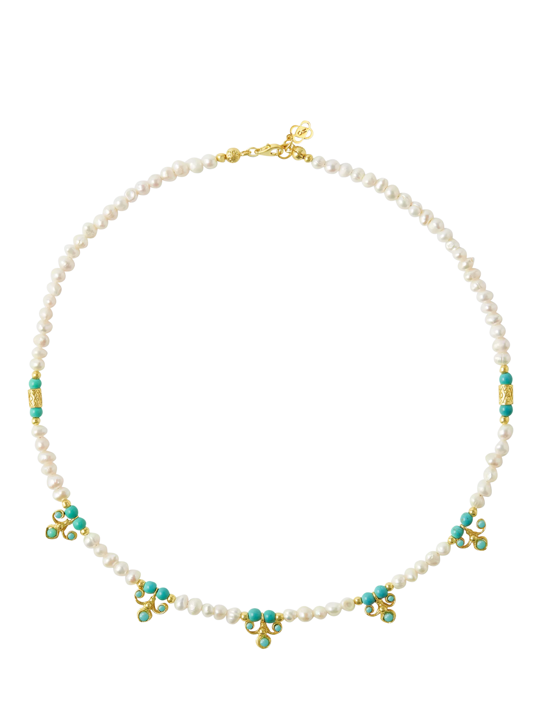 Ottoman Hands Amelie beaded pearl necklace gold - British product