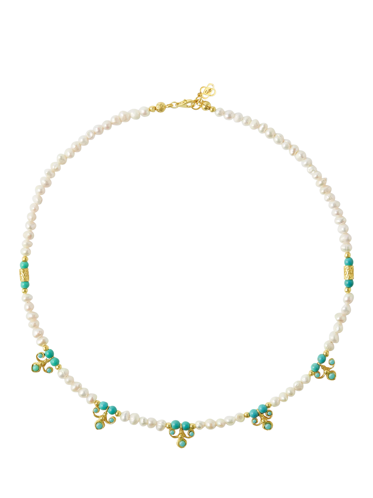 Ottoman Hands Amelie beaded pearl necklace gold - British product