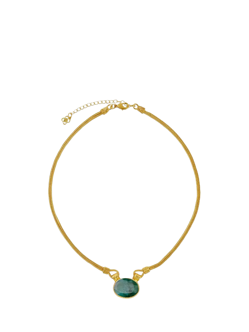 Ottoman Hands Daphne Emerald necklace in gold (British brand)