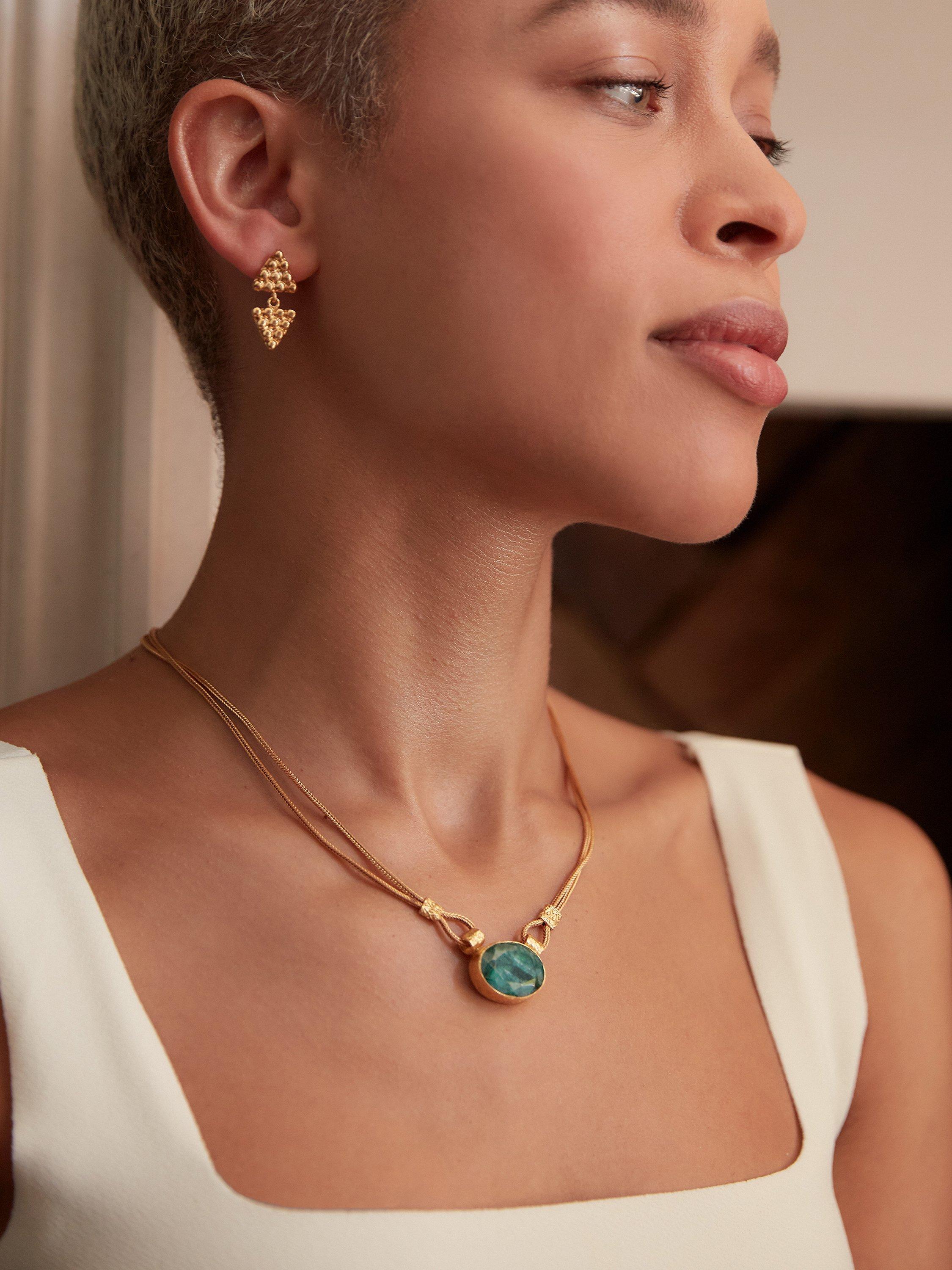 Ottoman Hands Daphne Emerald necklace in gold (British brand)