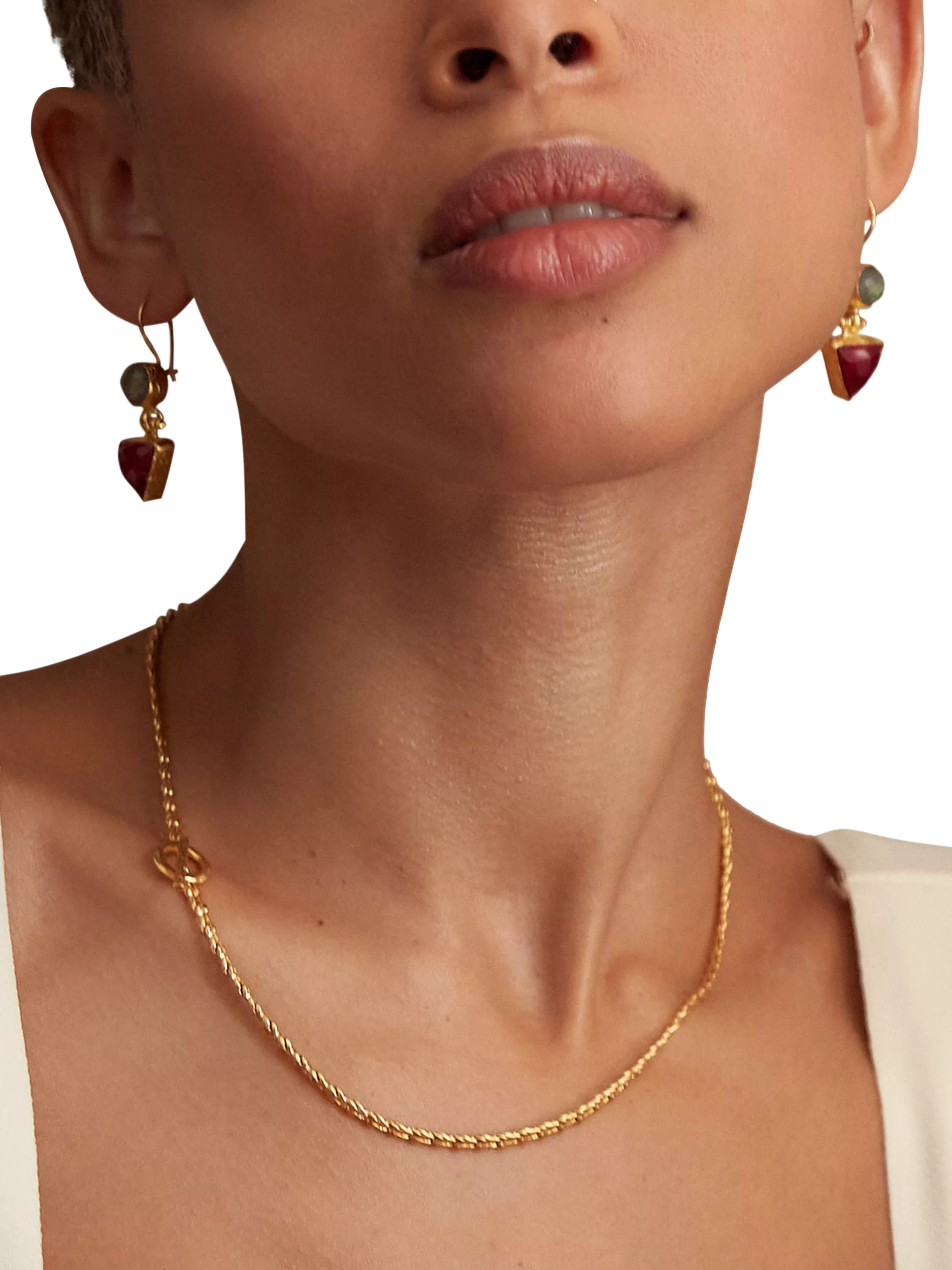 Ottoman Hands Thea snake chain necklace in gold, imported from the UK