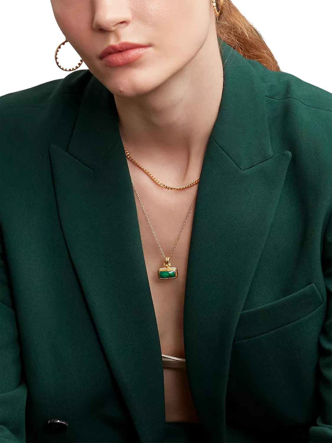 Ottoman Hands Noa Emerald pendant necklace 50cm (British brand)