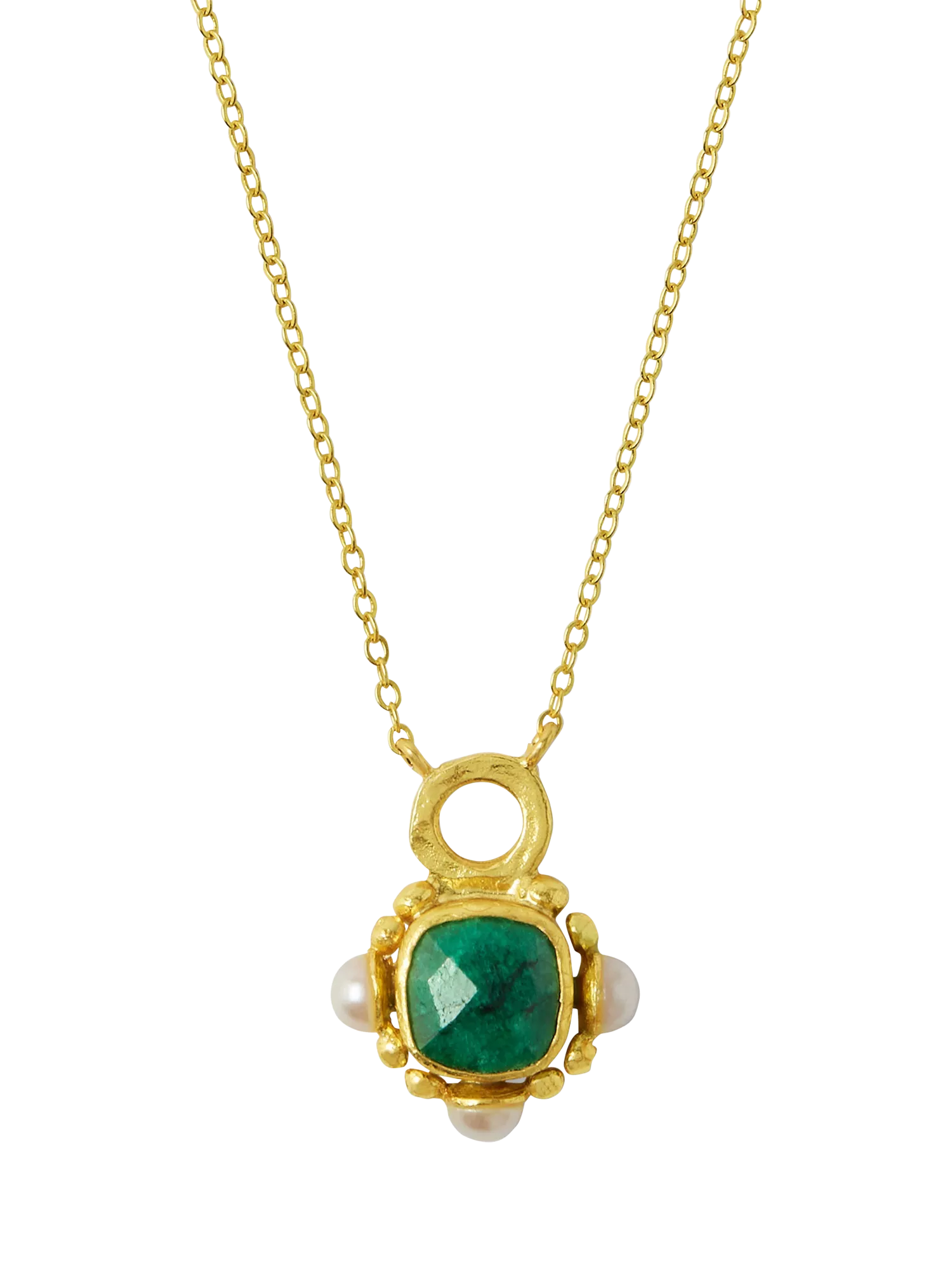 Ottoman Hands Esther emerald pendant necklace gold, UK version