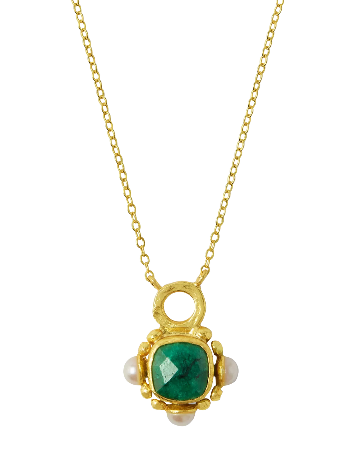 Ottoman Hands Esther emerald pendant necklace gold, UK version
