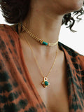 Ottoman Hands Esther emerald pendant necklace gold, UK version