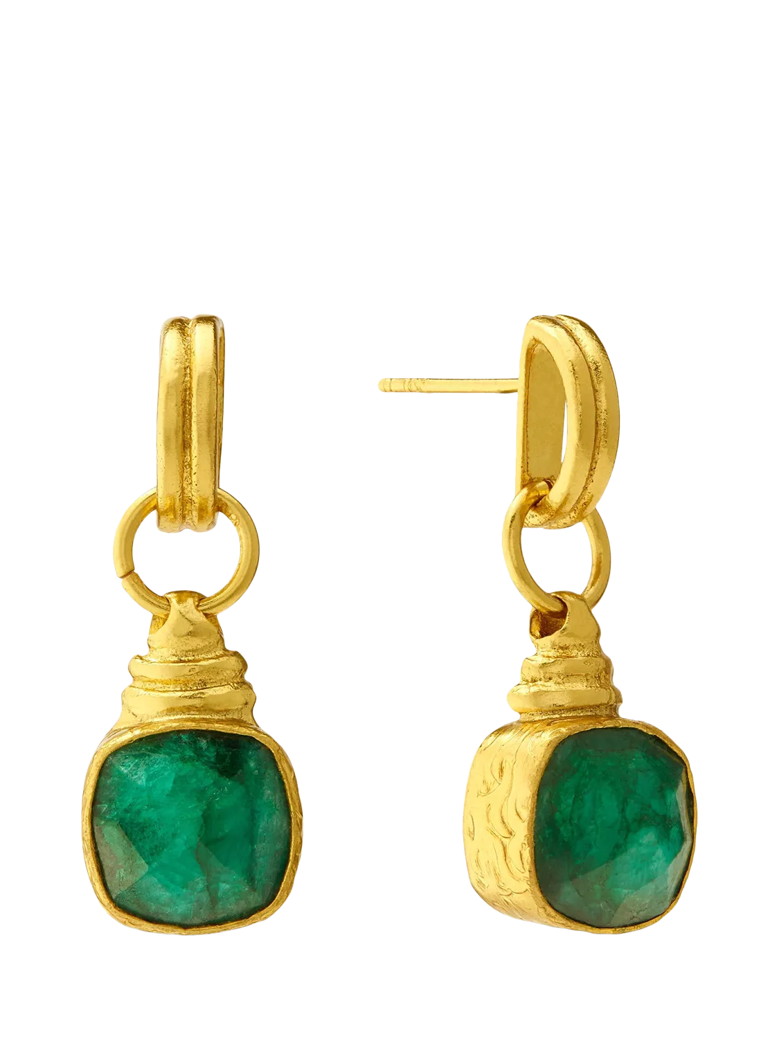 Ottoman Hands emerald drop earrings gold plated, UK version