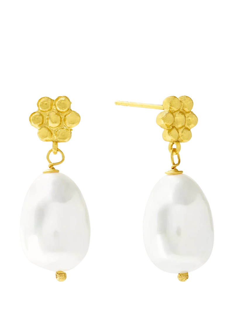 Ottoman Hands Mavis floral beaded pearl earrings (British brand)
