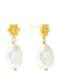 Ottoman Hands Mavis floral beaded pearl earrings (British brand)