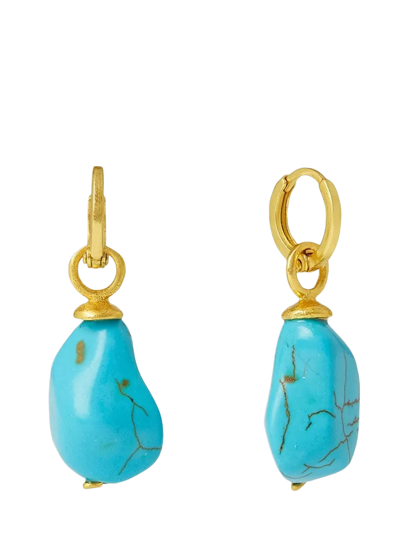 Ottoman Hands gold plated Ava turquoise huggie earrings, imported from the UK