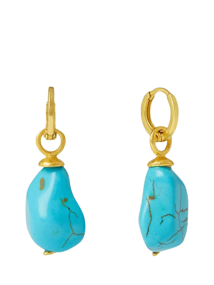 Ottoman Hands gold plated Ava turquoise huggie earrings, imported from the UK