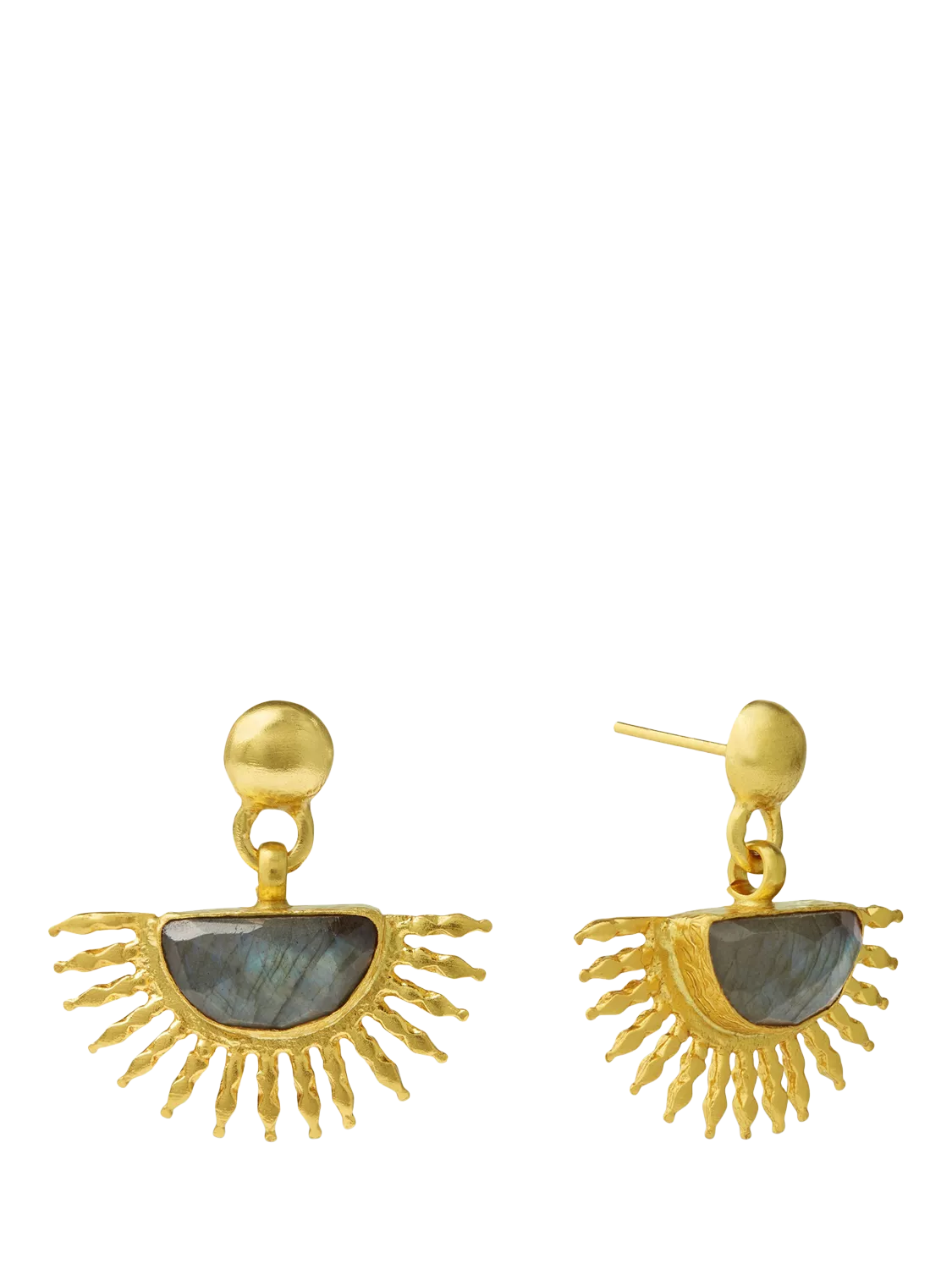 Ottoman Hands gold drop earrings with labradorite - British product