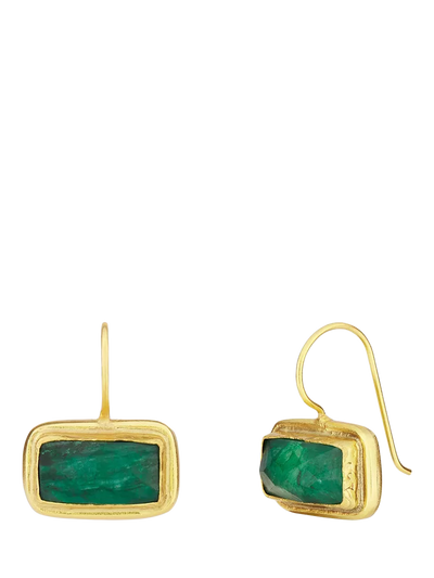 John Lewis Ottoman Hands Noa Emerald Drop Earrings Gold- Buy online at McGrocer