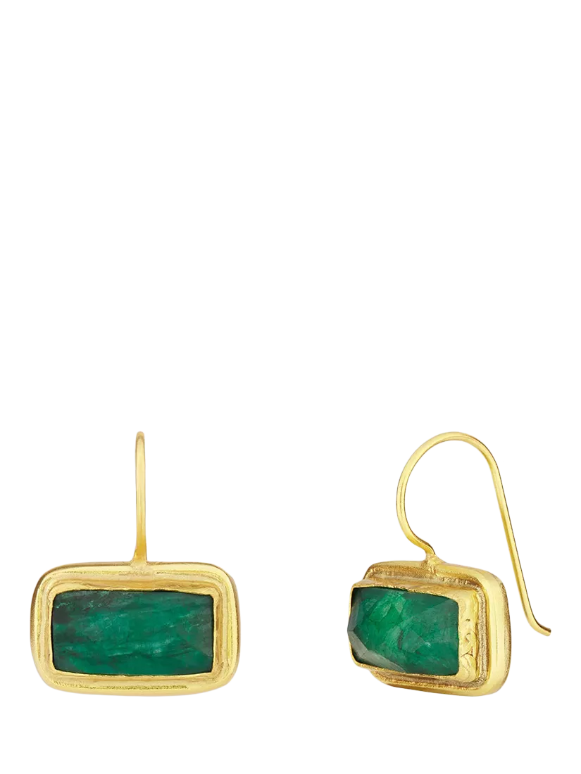 Ottoman Hands emerald drop earrings gold plated 2.3 cm - British product