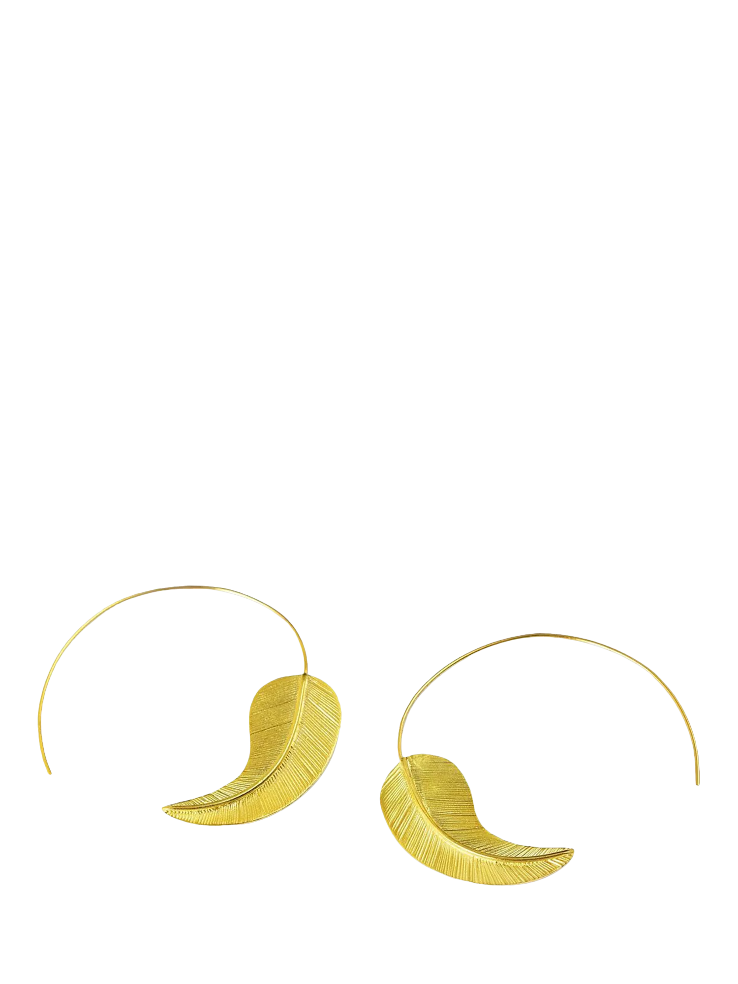 Ottoman Hands feather hoop earrings in gold - British product