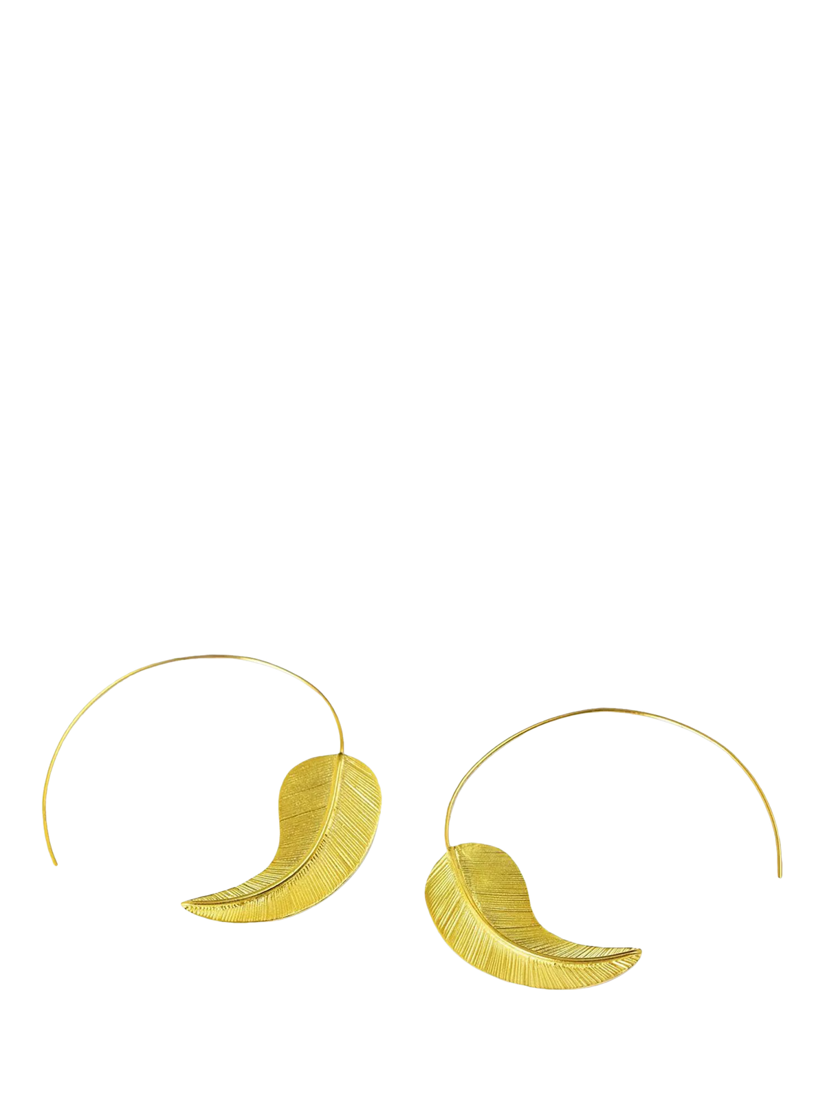 Ottoman Hands feather hoop earrings in gold - British product