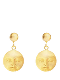 Ottoman Hands moon face gold drop earrings, imported from the UK