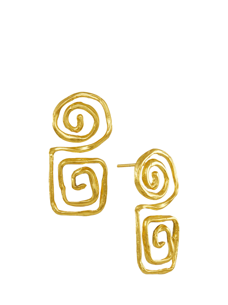 Ottoman Hands stud earrings gold drop 3cm, imported from the UK