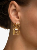 Ottoman Hands stud earrings gold drop 3cm, imported from the UK