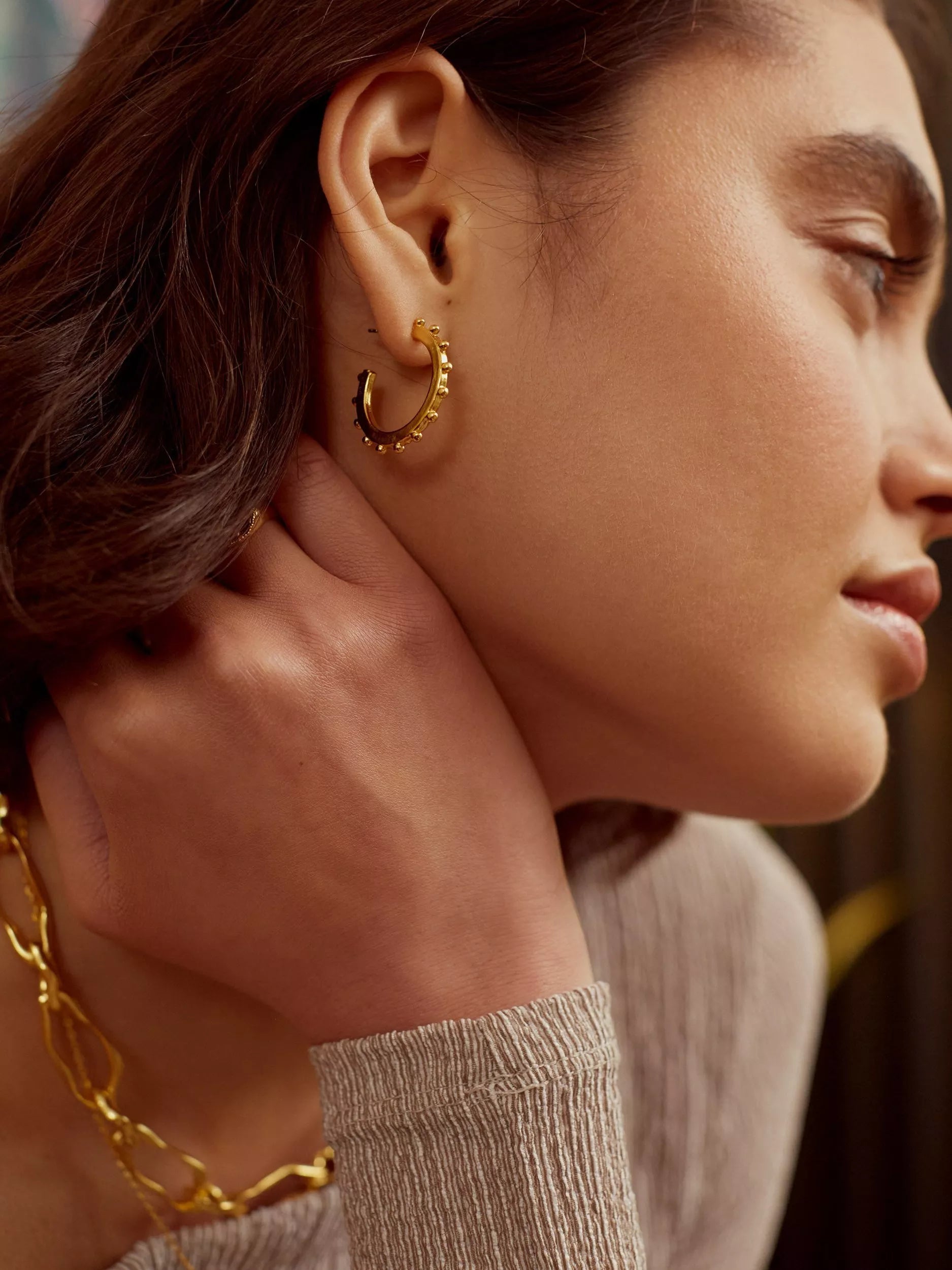 Ottoman Hands Aida gold plated hoop earrings (British brand)