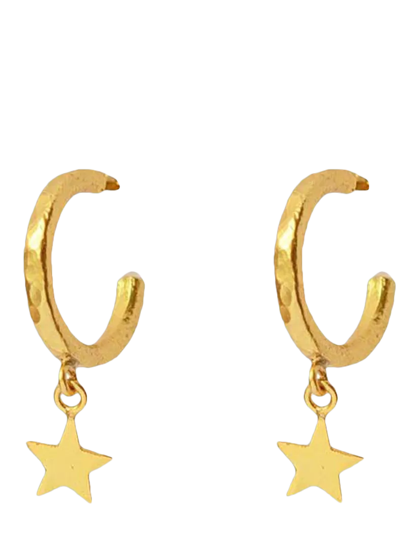 Ottoman Hands star charm hoop earrings 3 cm, imported from the UK