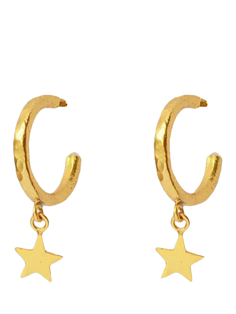Ottoman Hands star charm hoop earrings 3 cm, imported from the UK