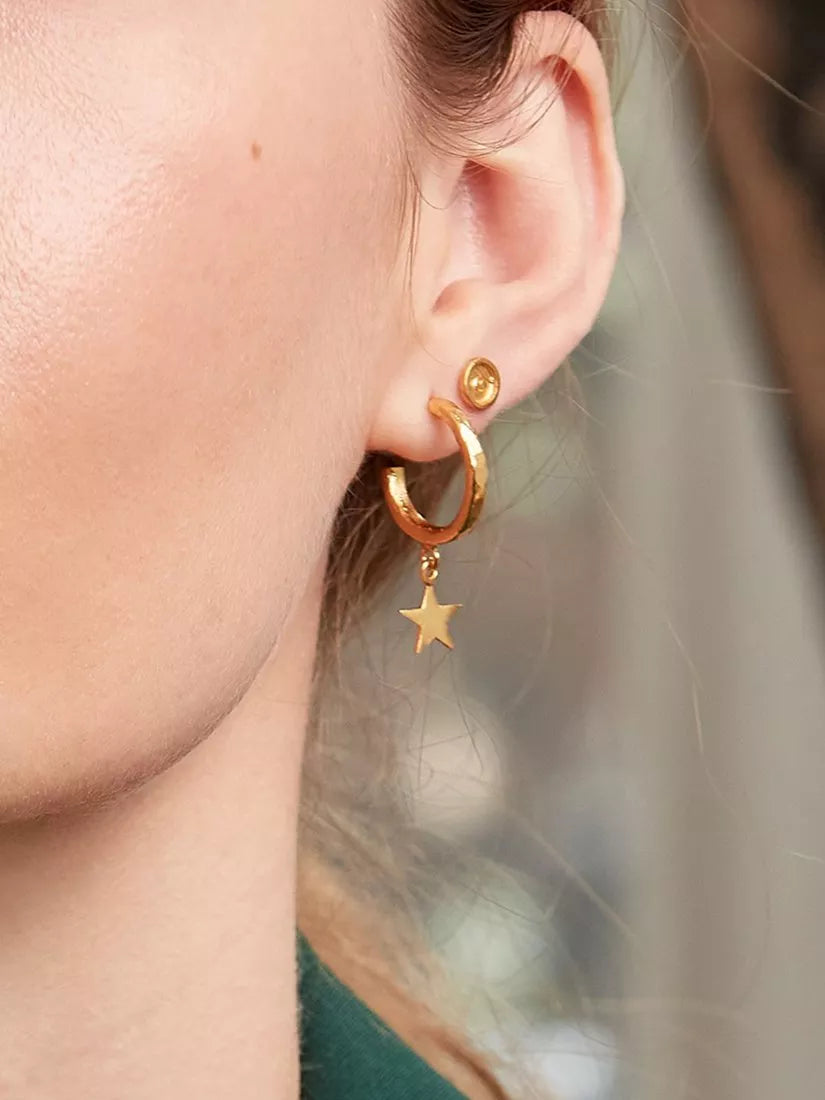 Ottoman Hands star charm hoop earrings 3 cm, imported from the UK