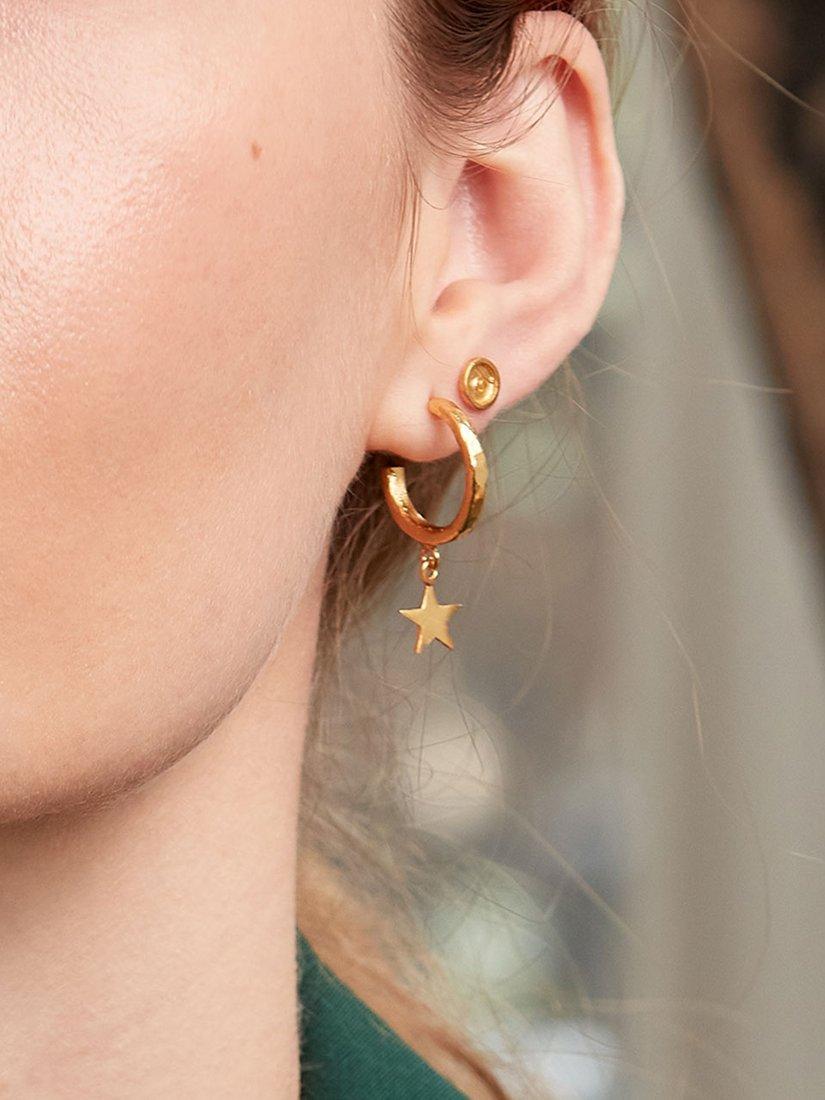 Ottoman Hands star charm hoop earrings 3 cm, imported from the UK
