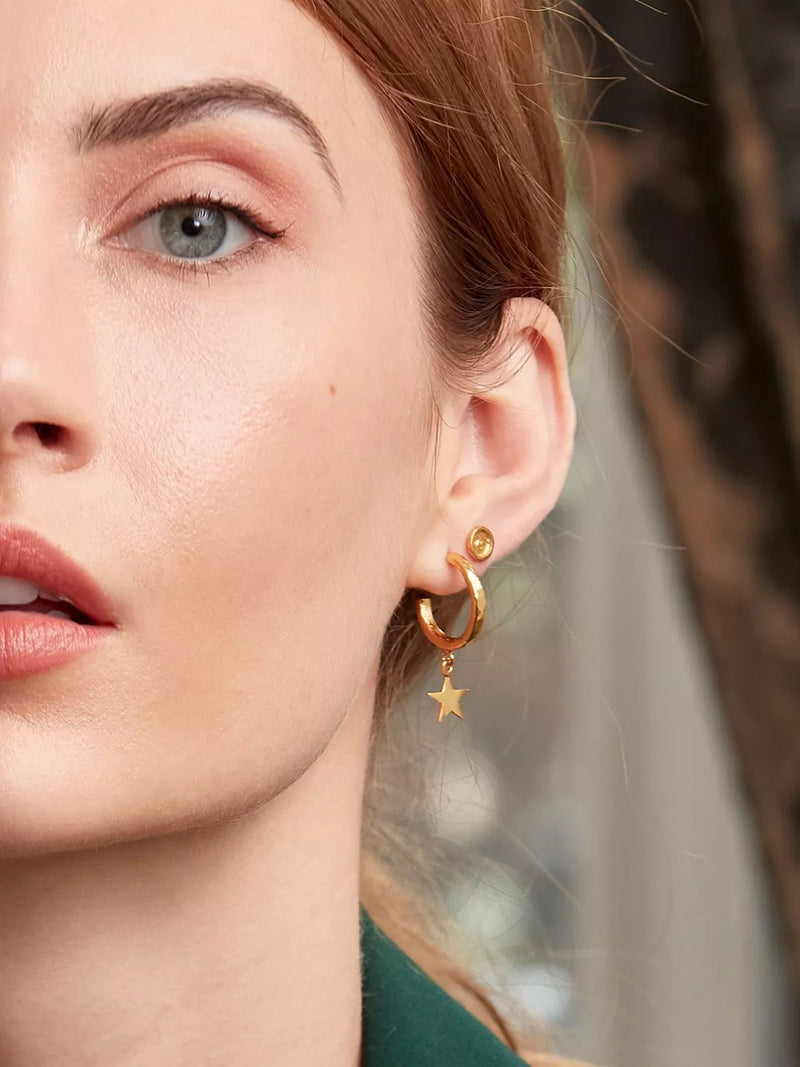 Ottoman Hands star charm hoop earrings 3 cm, imported from the UK