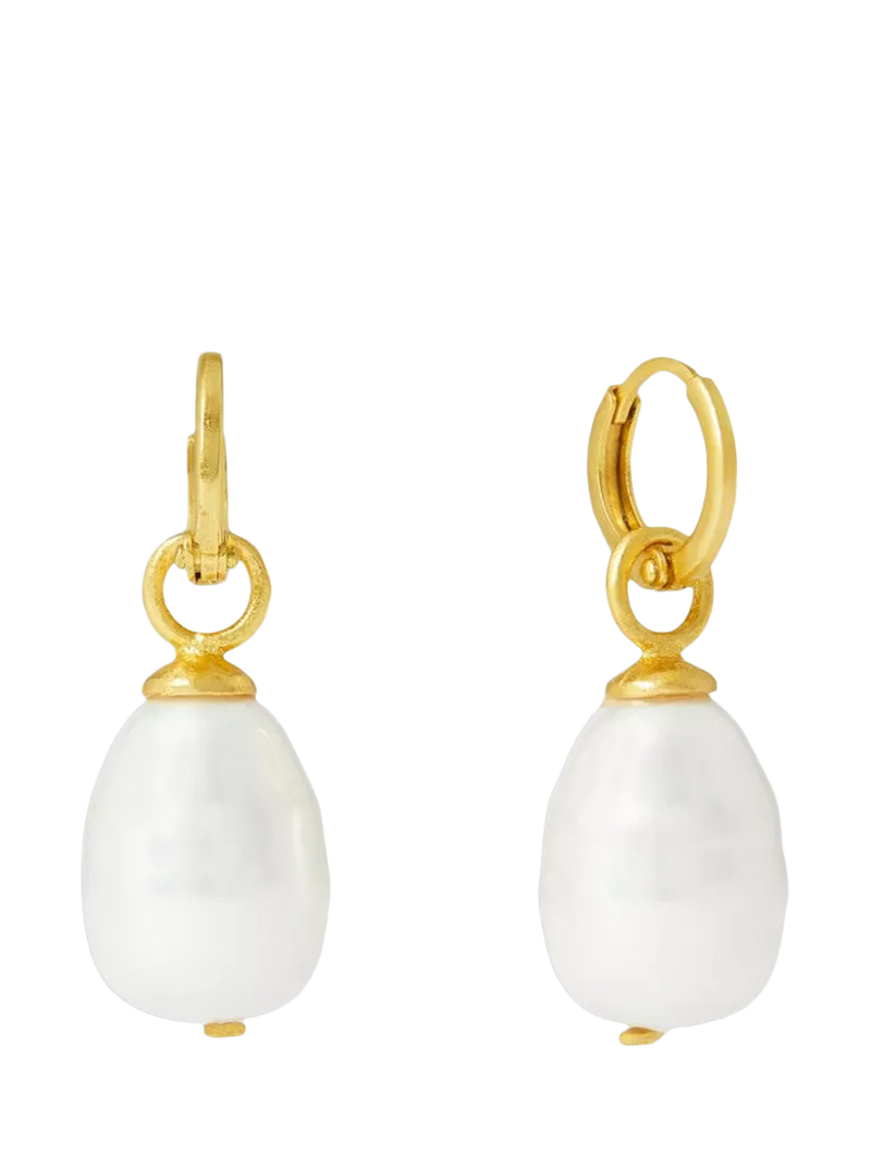 Ottoman Hands Ava Pearl Drop Earrings in gold, imported from the UK