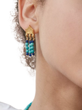 Ottoman Hands beaded drop earrings with turquoise and lapis 3.6cm, UK version