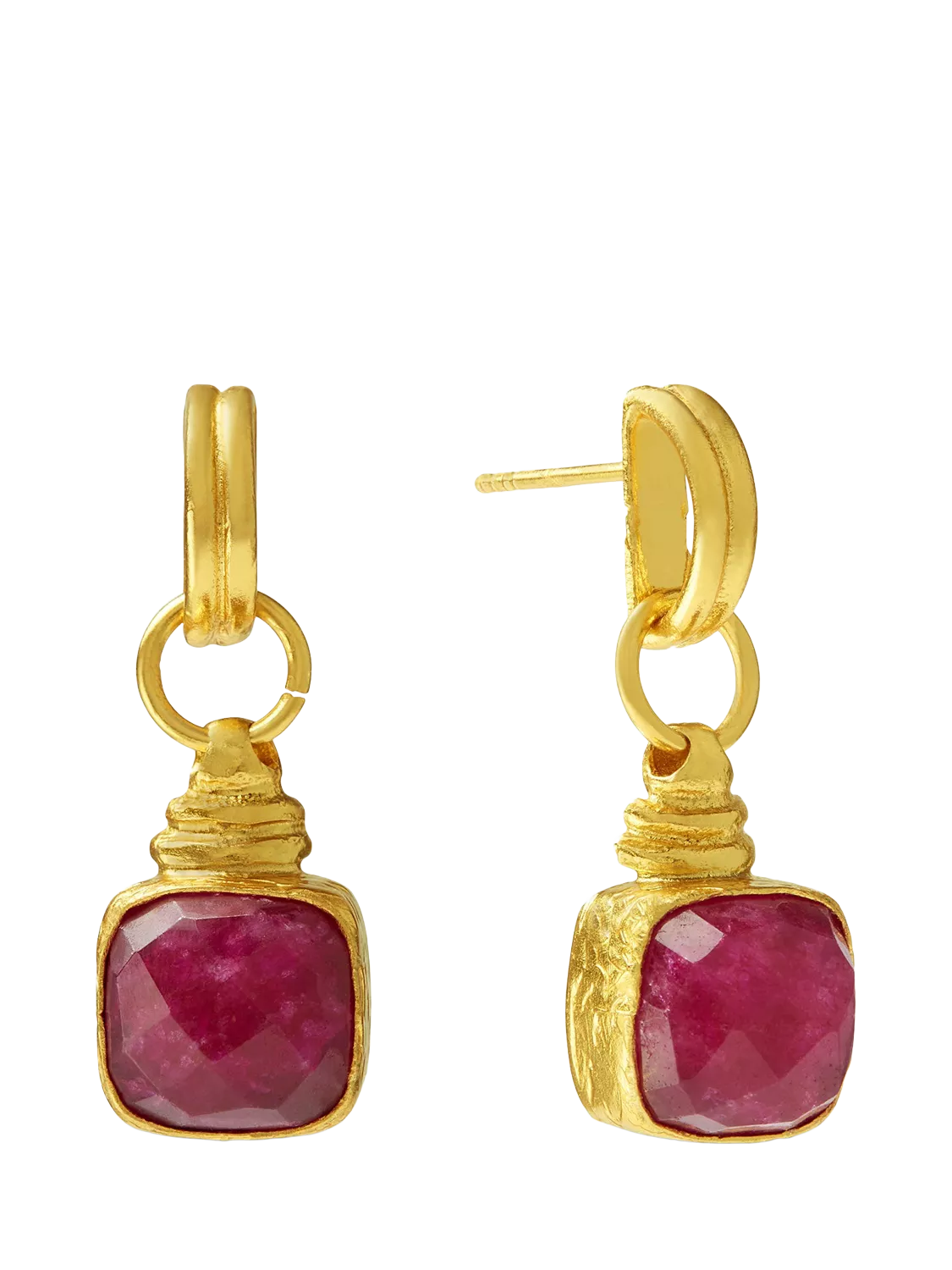 Ottoman Hands Eleanor semi precious ruby stud earrings gold, UK version