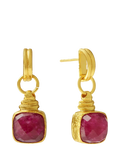 Ottoman Hands Eleanor semi precious ruby stud earrings gold, UK version