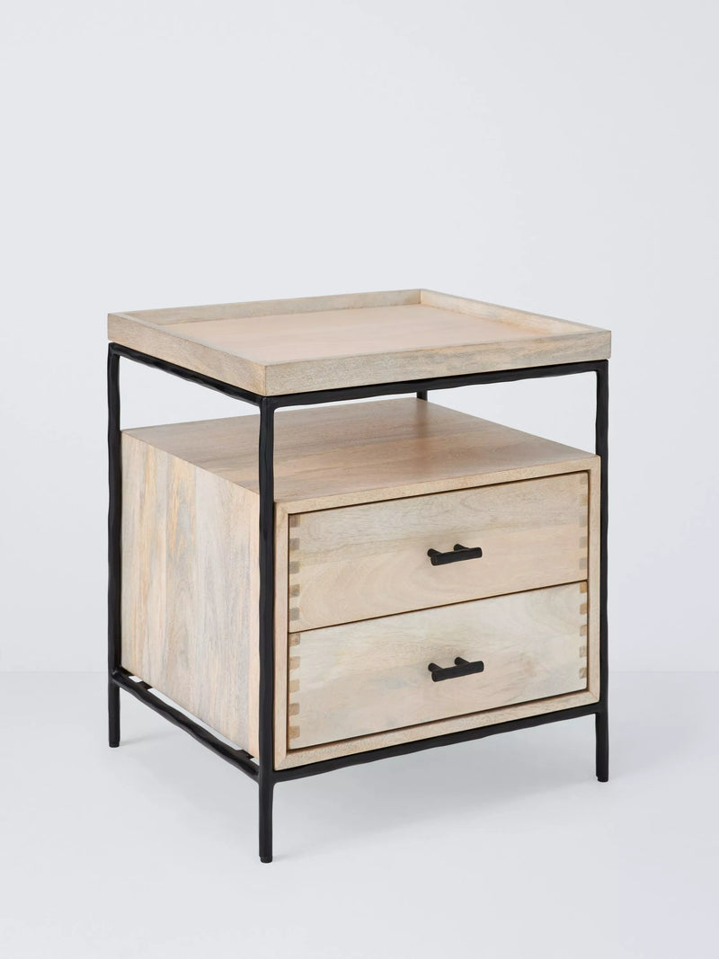 John Lewis industrial mango wood bedside table white wash (British brand)