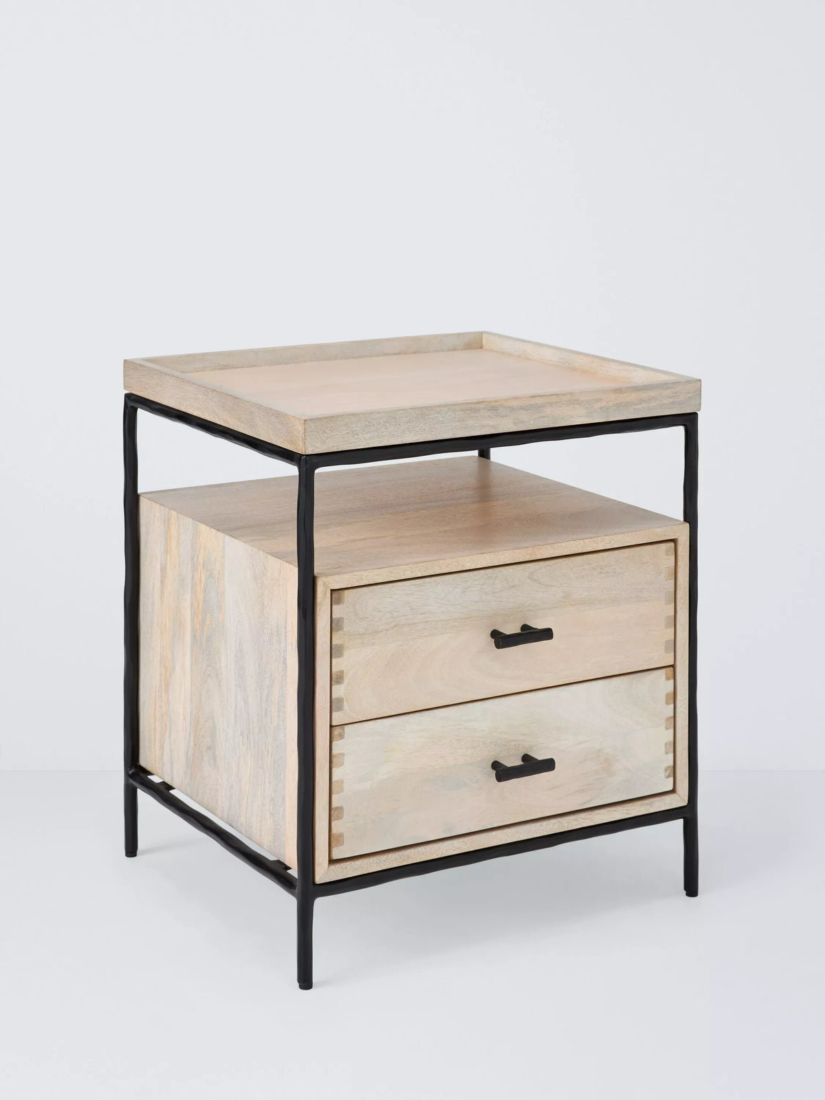 John Lewis industrial mango wood bedside table white wash (British brand)