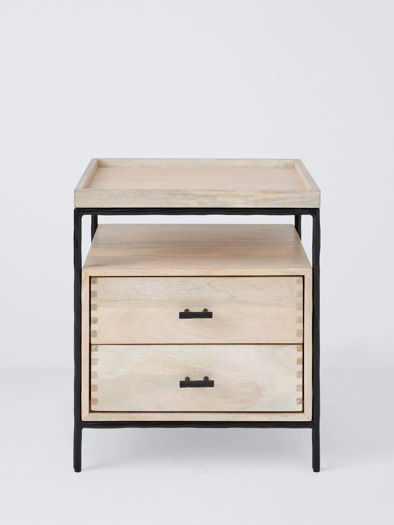 John Lewis industrial mango wood bedside table white wash (British brand)
