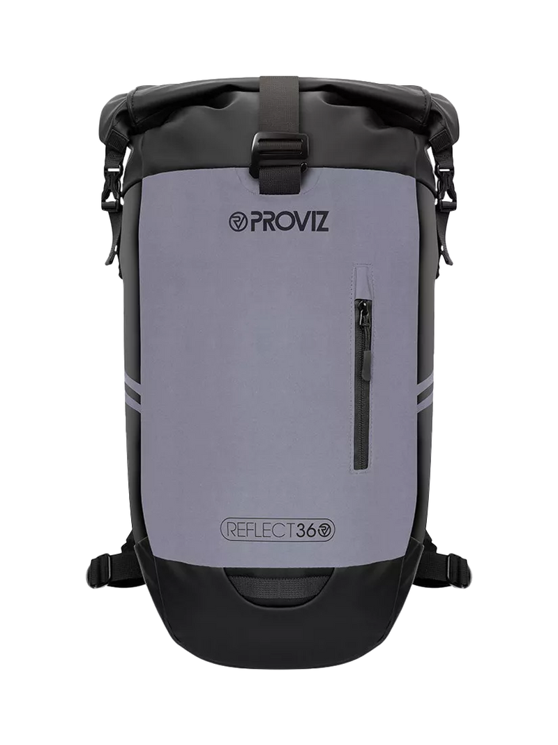Proviz reflective rolltop backpack silver 30L - British product