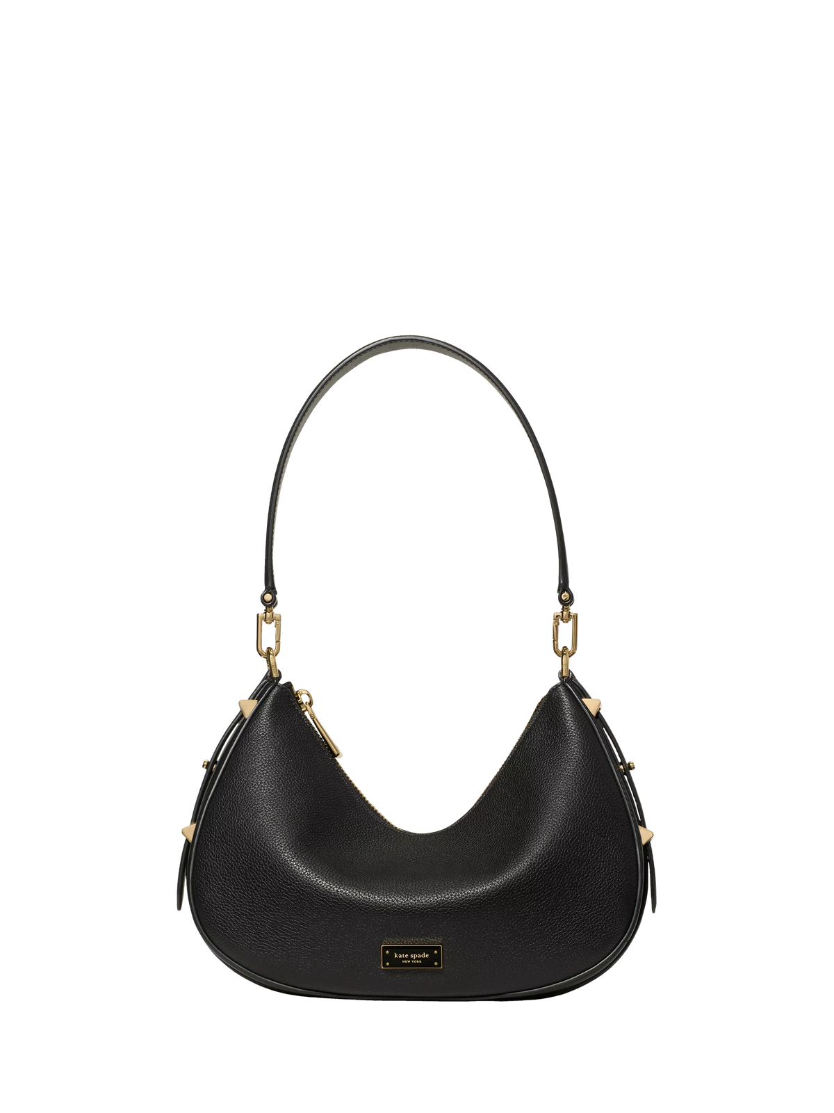 kate spade new york Liv leather slouchy shoulder bag black, UK version