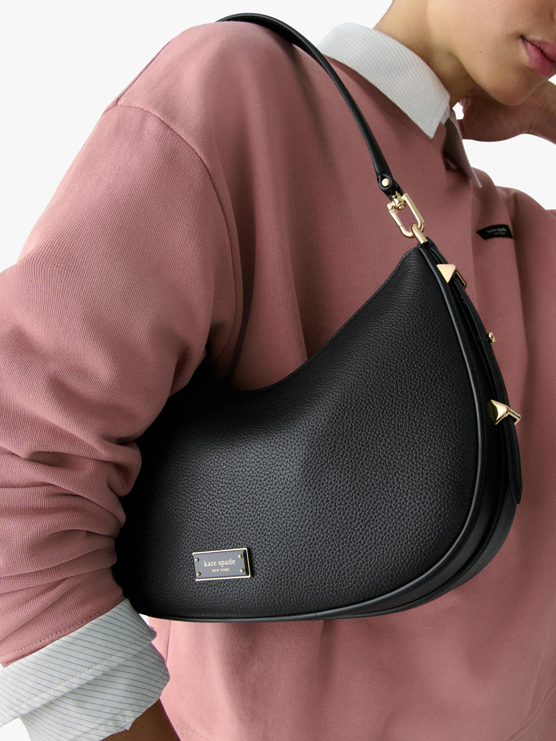 kate spade new york Liv leather slouchy shoulder bag black, UK version
